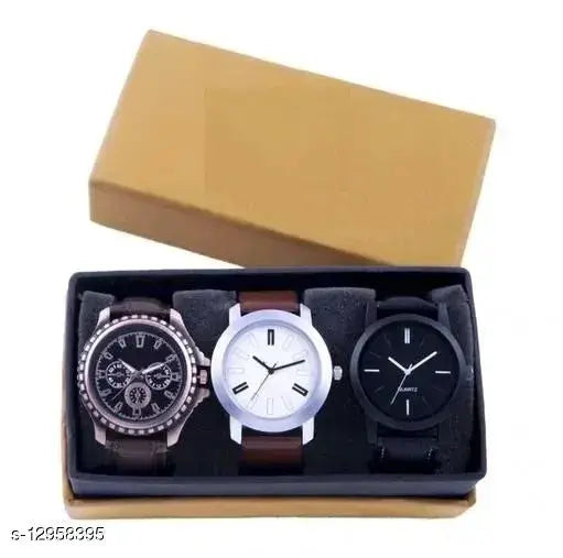 Leather Analog Watch Pack
