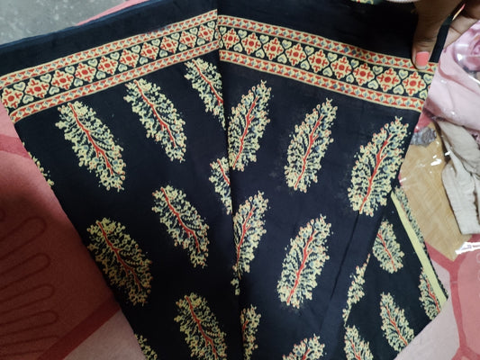 Hand Printed Cotton Mulmul Saree