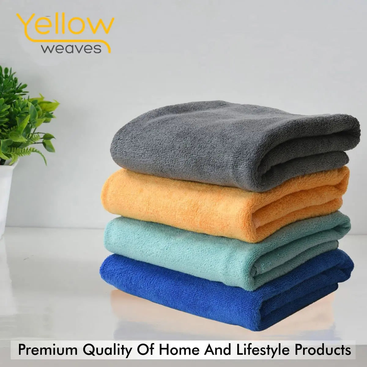 Yellow Weaves Super Soft Microfiber Hand Towels, Gym & Workout Towels 400 GSM, Multicolour 8, Set of 4 - DripAndTrip
