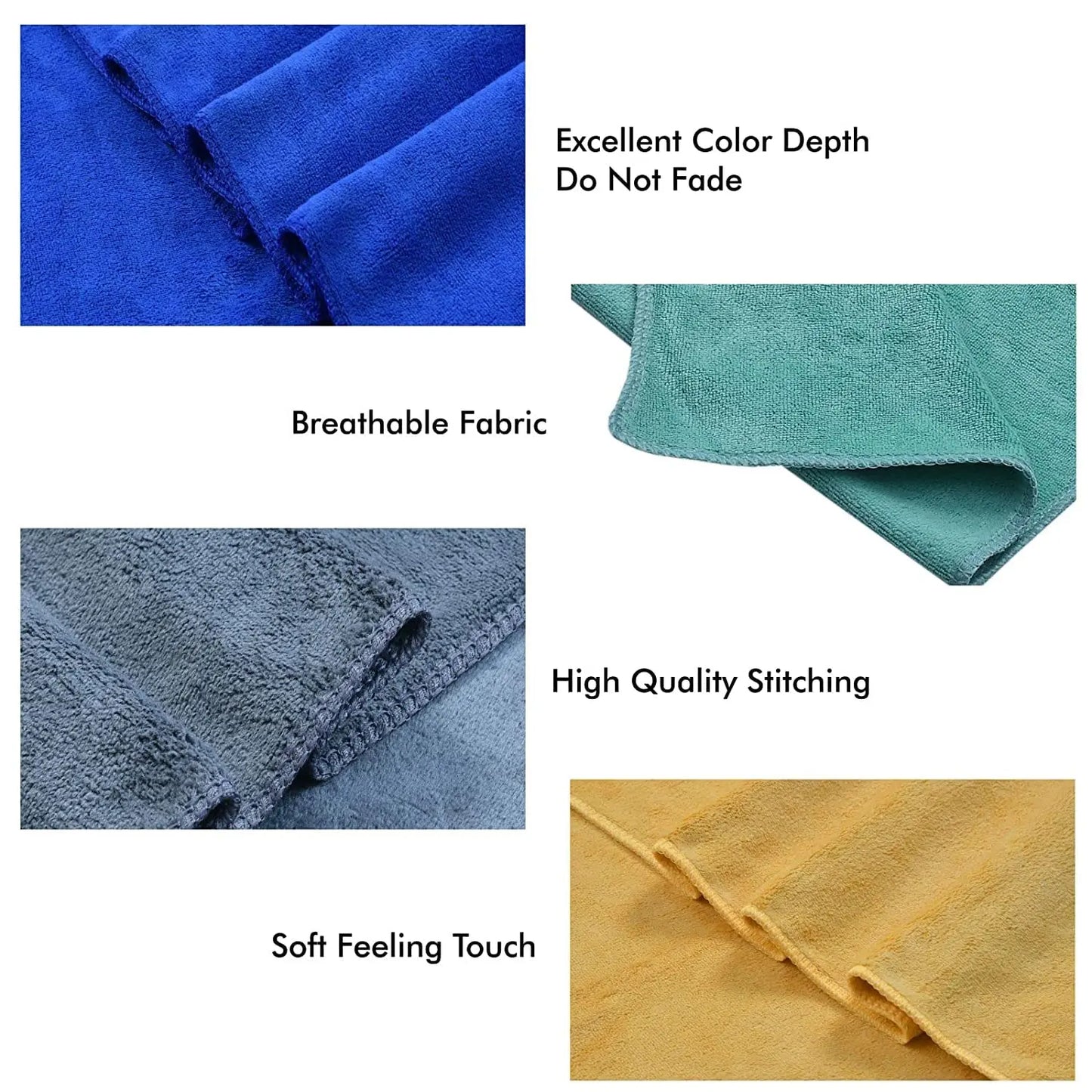 Yellow Weaves Super Soft Microfiber Hand Towels, Gym & Workout Towels 400 GSM, Multicolour 8, Set of 4 - DripAndTrip