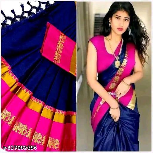 Hathi Design Cotton Silk Saree