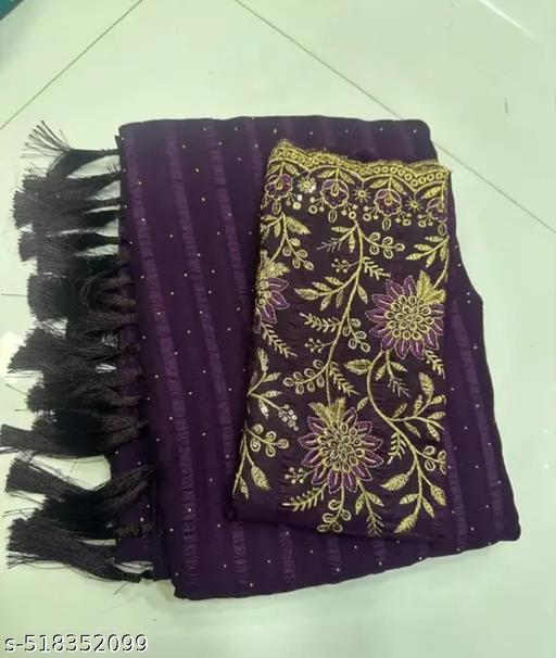 Elegant Dark Wine Saree with Embellished Blouse - Perfect for Special Occasions
