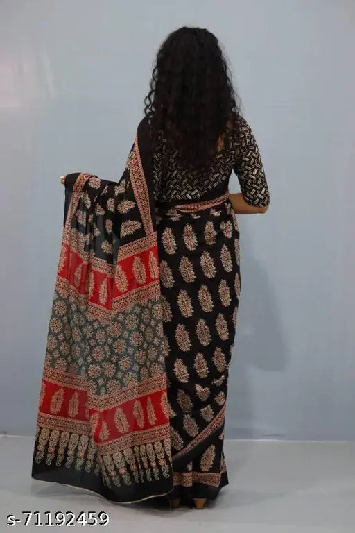 Hand Printed Cotton Mulmul Saree