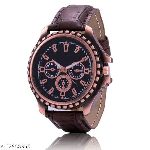 Leather Analog Watch Pack