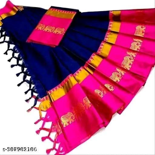 Hathi Design Cotton Silk Saree