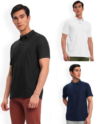 Poly Cotton Solid Half Sleeves Mens Polo T-shirt (Pack of 3) - DripAndTrip 