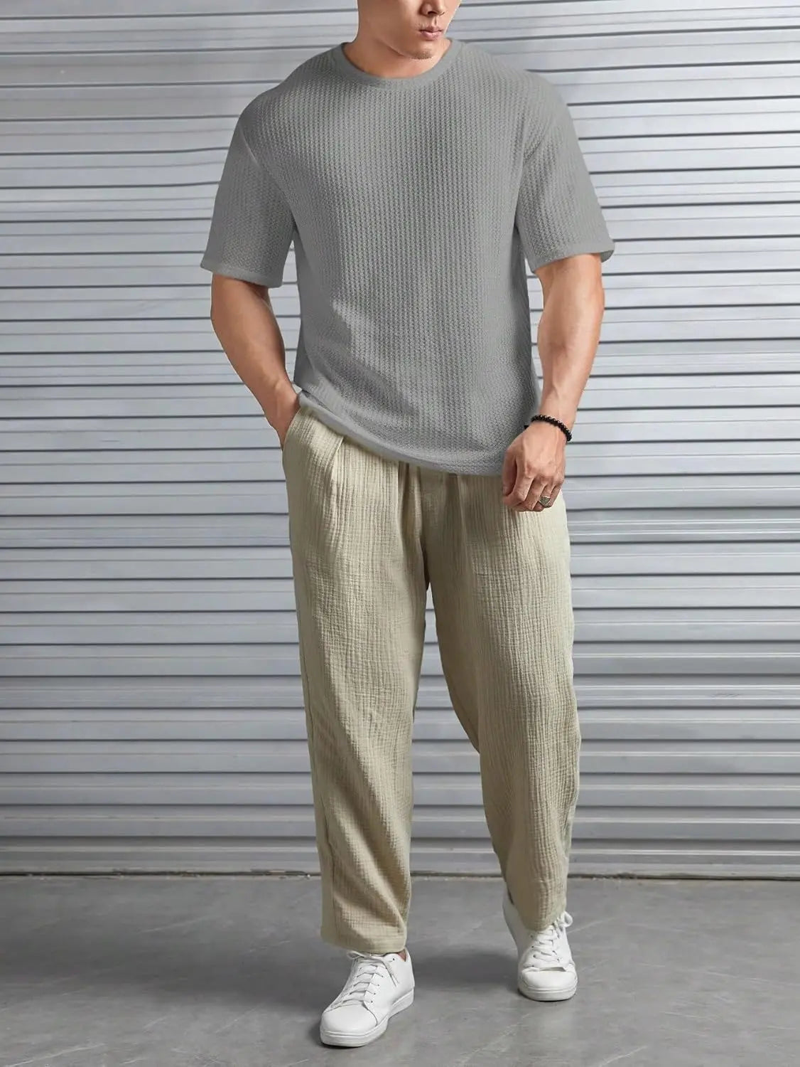 O3e Mens Solid Dotted Unique Design Oversized Tshirt for Men - Round Neck Loose Fit Drop Shoulder Mens T-Shirt - DripAndTrip