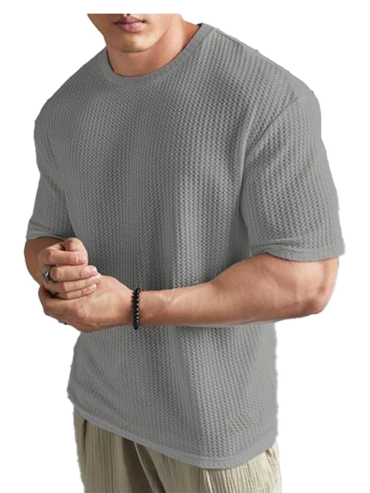 O3e Mens Solid Dotted Unique Design Oversized Tshirt for Men - Round Neck Loose Fit Drop Shoulder Mens T-Shirt - DripAndTrip