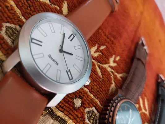 Leather Analog Watch Pack