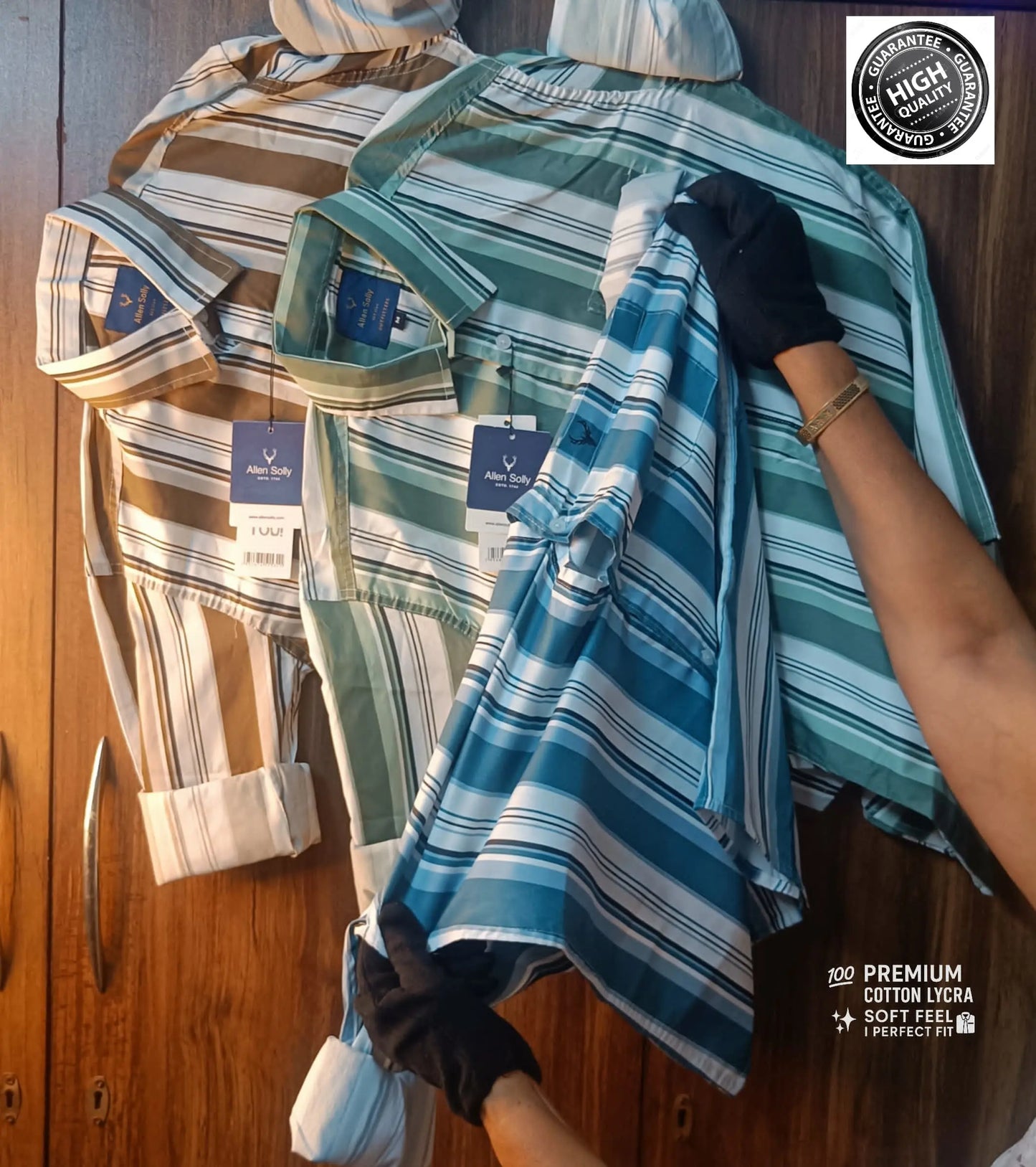 Allen Solly Premium Full Sleeves Shirt - 100% Cotton, Stretchable Cord Fabric, Embroidered Logo - DripAndTrip