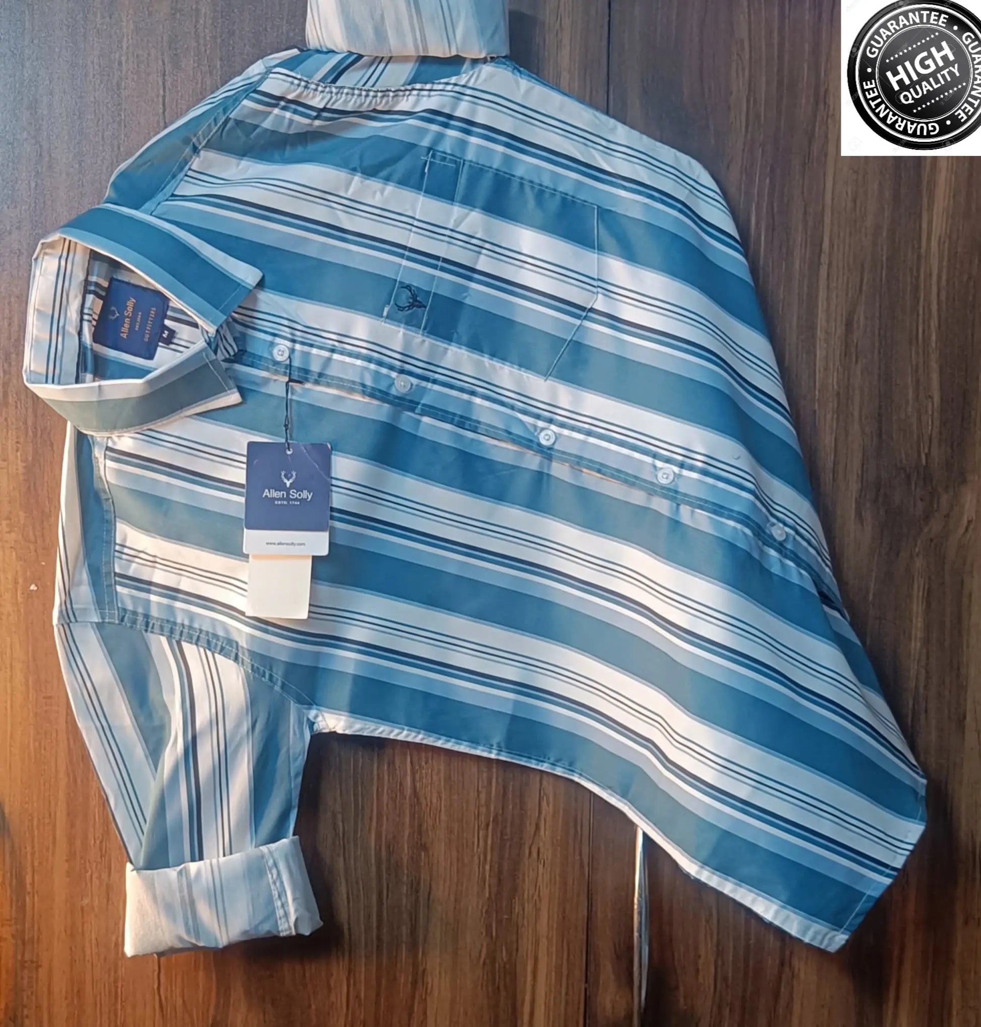 Allen Solly Premium Full Sleeves Shirt - 100% Cotton, Stretchable Cord Fabric, Embroidered Logo - DripAndTrip