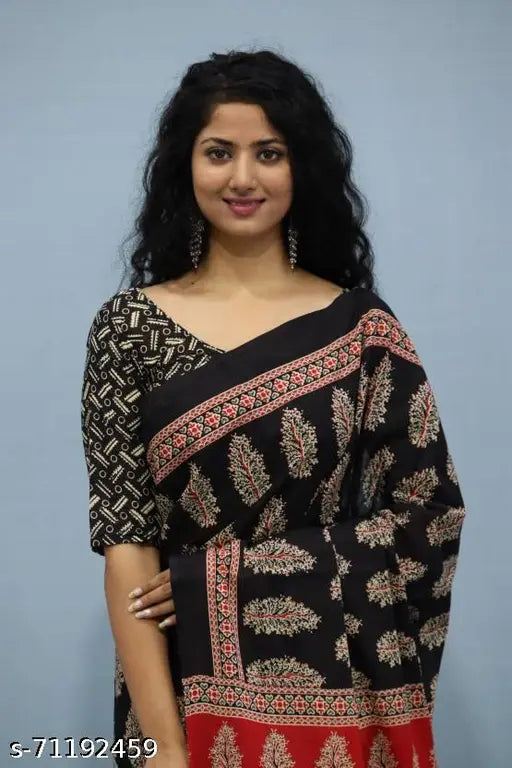 Hand Printed Cotton Mulmul Saree