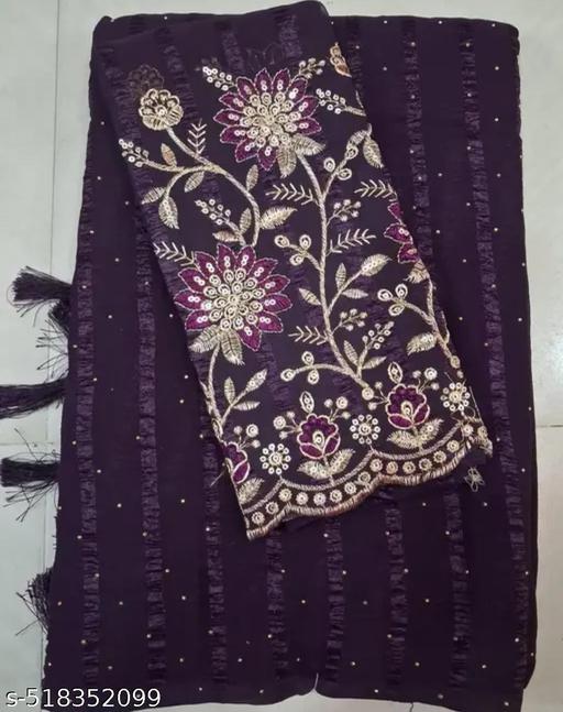 Elegant Dark Wine Saree with Embellished Blouse - Perfect for Special Occasions