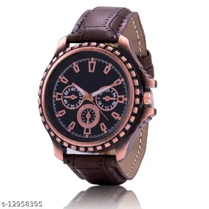 Leather Analog Watch Pack