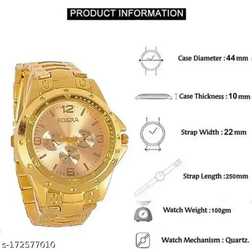Gold Metal Watch For Boys